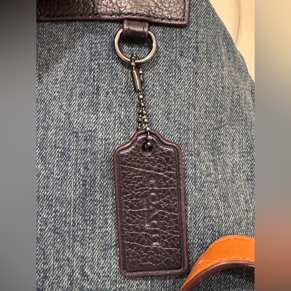 Coach Denim Turnlock backpack Gunmetal Rivets  Navy leather - Picture 3 of 17